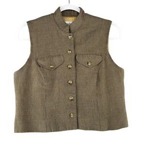 DAVID BROOKS Wool Blend Houndstooth Vest Blazer Button Front Womens Size 6 USA